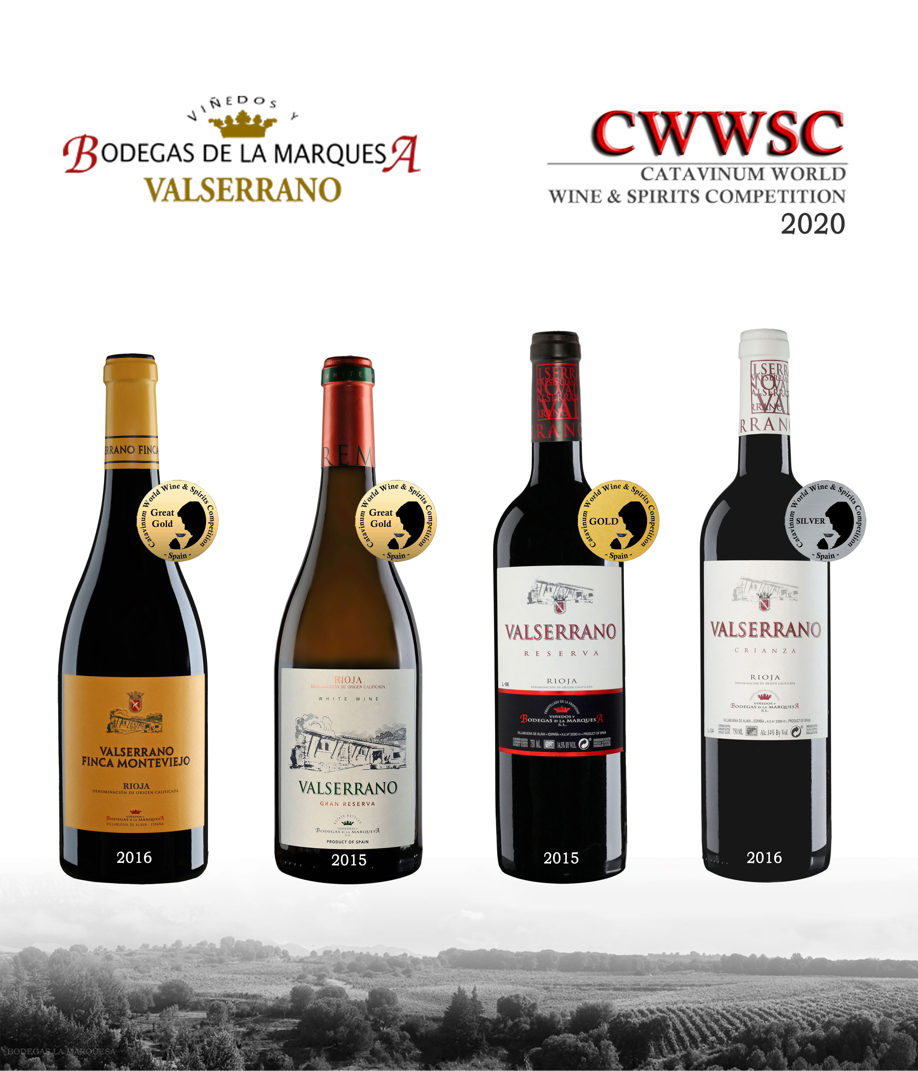 cuatro vinos premiados en Catavinum 2020